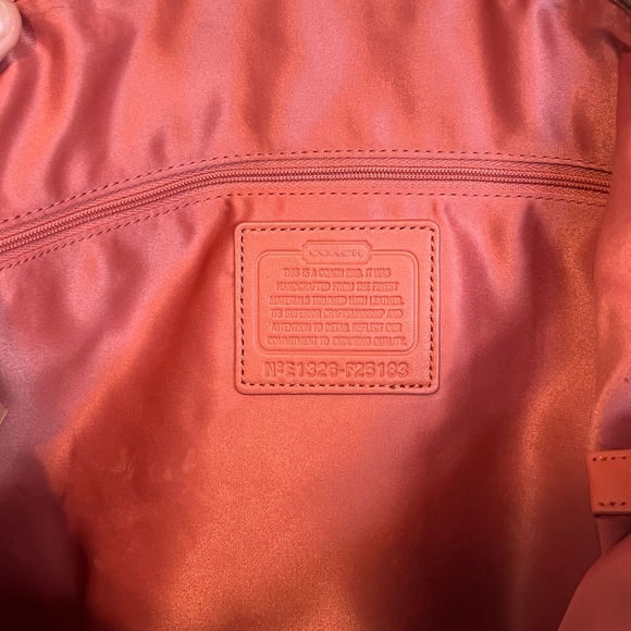 Coach Ashley Dotted Op Art Coral and Beige Tote Bag - Picture 10 of 12